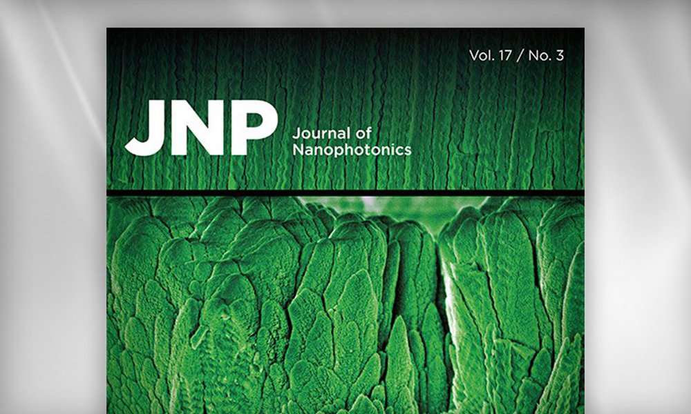 SPIE Journal cover of JNP: Journal of Nanophotonics featuring textured green nanoscale surface patterns with layered structures.