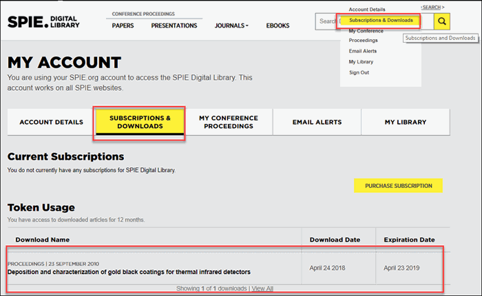 My Account > Subscriptions & Downloads